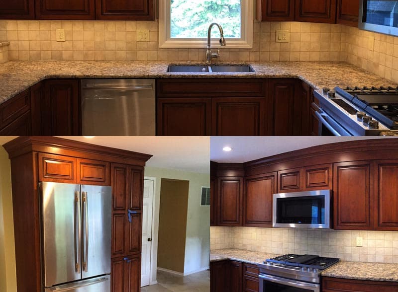 Updated kitchen with wood cabinets and a cleaner layout